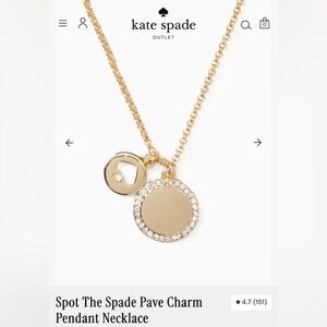 Kate Spade Spot the Spade Pavé Charm Pendant Necklace Gold